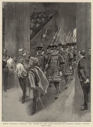 Begrafenis van Koningin Victoria, de Yeomen van de Garde betreden de St George